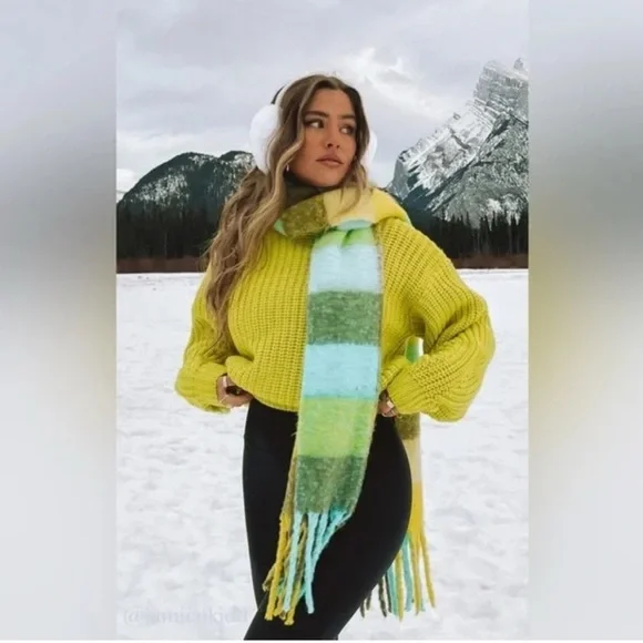 Show Me Your Mumu Sweater Bailey Green Cable Knit Crewneck  Various Sizes NWT - Picture 3 of 10